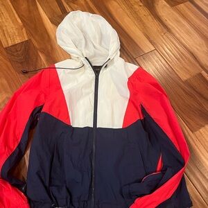 Ambiance Red and White Hooded Jacket